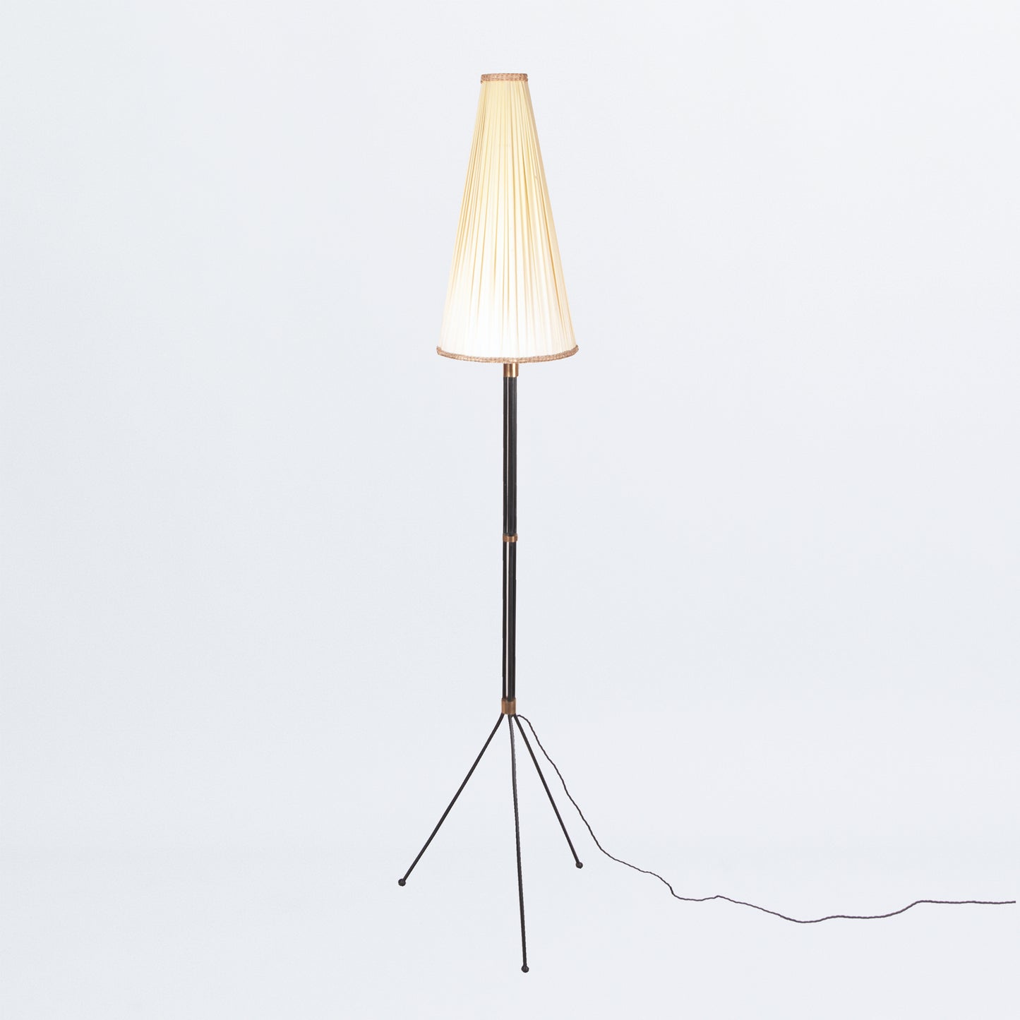 Floor lamp with conical pleated shade