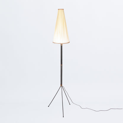 Floor lamp with conical pleated shade